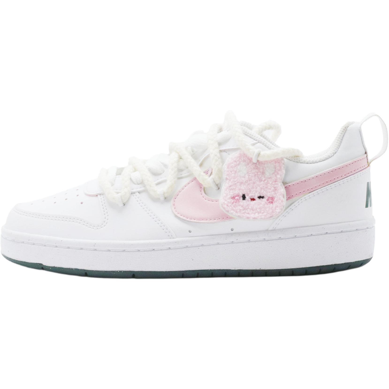 

Nike Детские кроссовки для скейтбординга Court Borough Pink Cute Bunny с нескользящей подошвой и износостойкими элементами