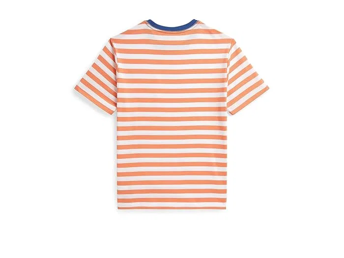Футболка поло с полоской хлопок Polo Ralph Lauren Kids, Laguna Pink/White — фото 2