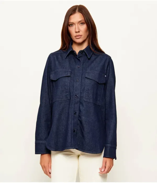 Джинсовая рубашка ALOSYNE relaxed fit Boss, темно-синий