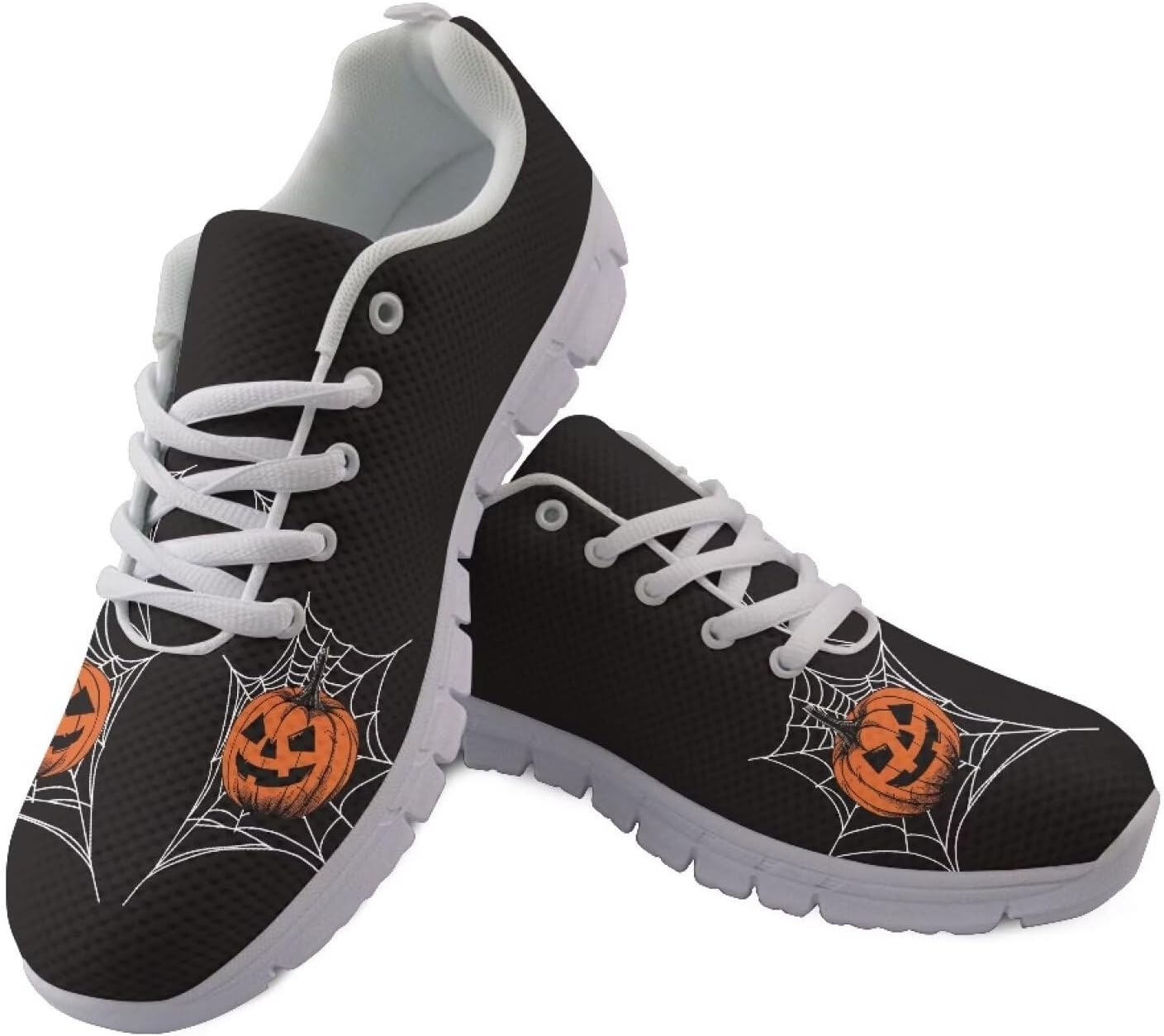 

Крутые мужские кроссовки для Хэллоуина, спортивная обувь для хэллоуинской вечеринки, «Угощение или шалость», декор в стиле ужасов Giftpuzz, Pumpkin Cobweb Design