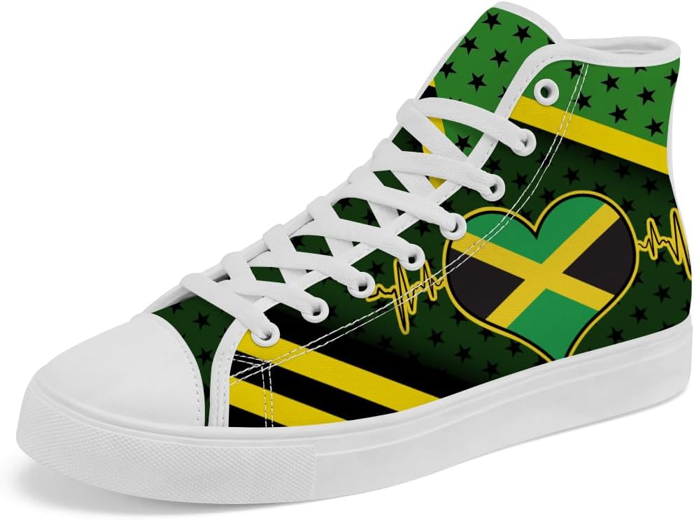 

Кеды на высокой подошве с флагом Ямайки, высокие кроссовки с флагом Ямайки для женщин и мужчин Chebing, черный