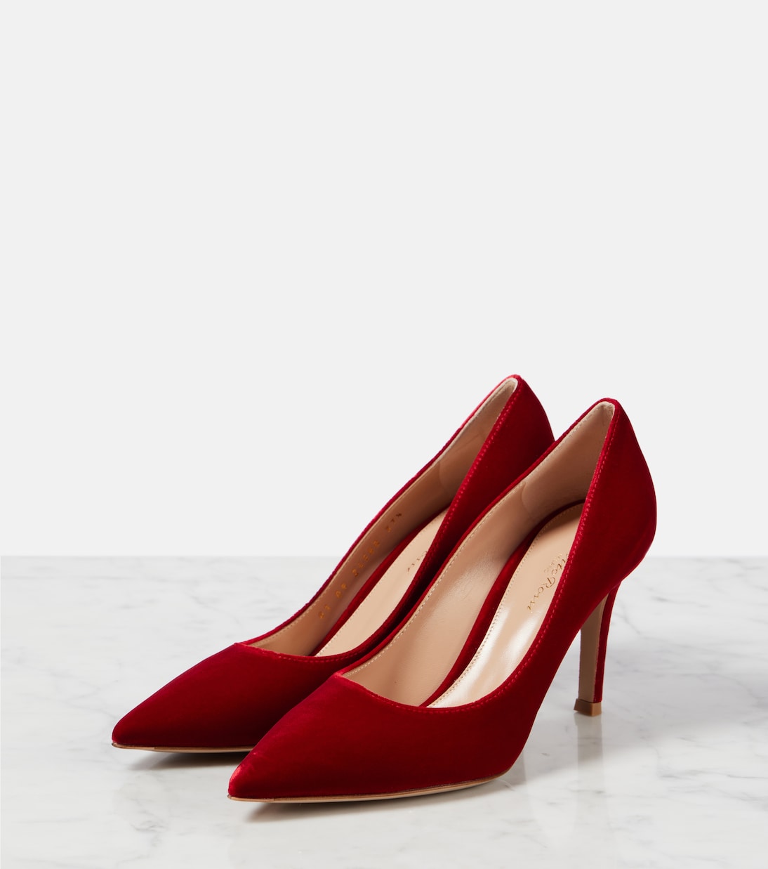Бархатные туфли Gianvito 85 Gianvito Rossi, Tabasco Red — фото 4