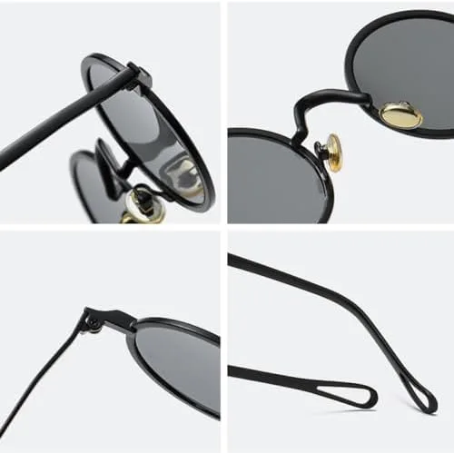 

Ретро металлические круглые панк-солнцезащитные очки 2026 года для женщин, с прозрачными линзами, оправа для мужчин, солнцезащитные очки UV400 MTZJH, Golden Clear