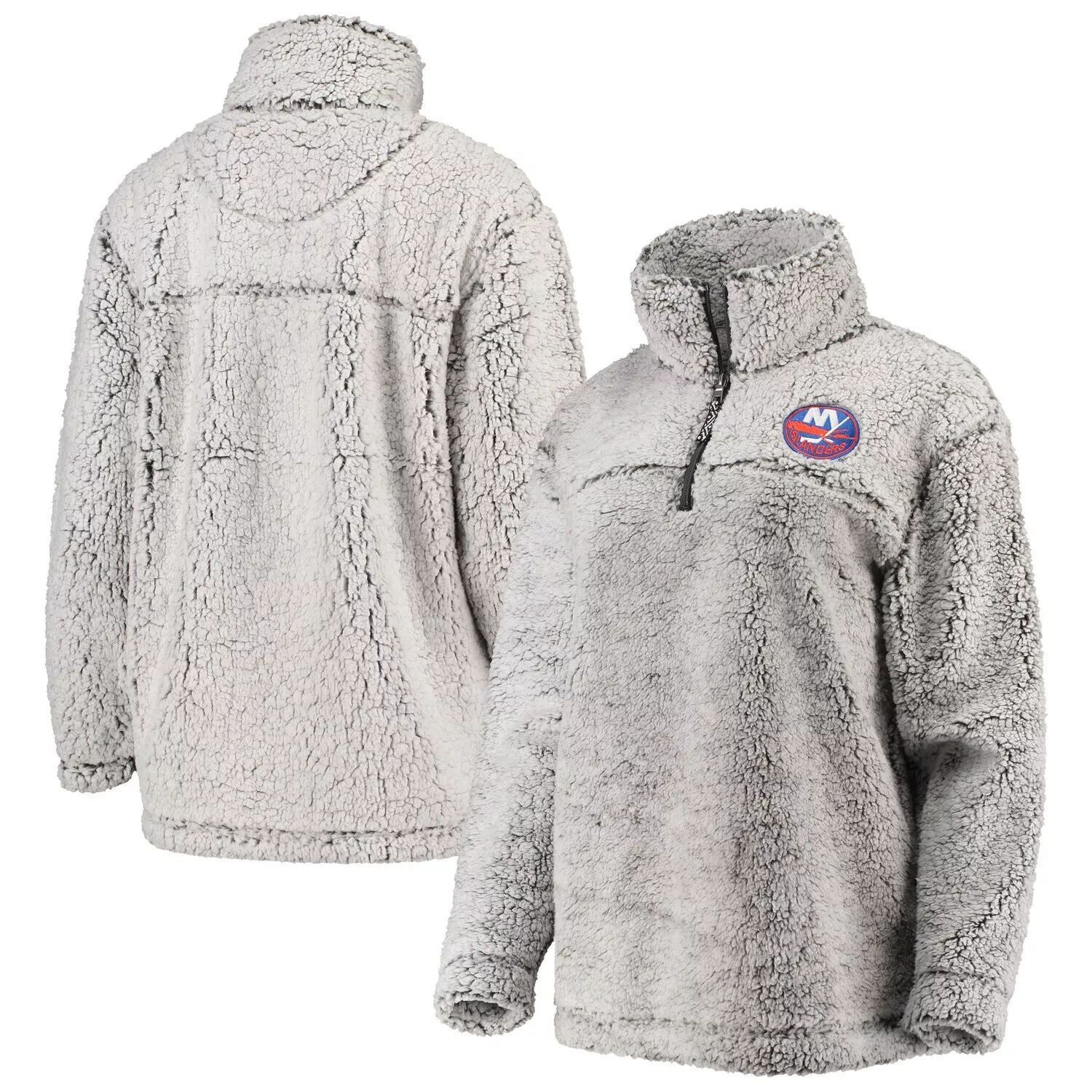 

Женский серый пуловер G-III 4Her by Carl Banks New York Islanders из шерпы с молнией четверть четверти G-III