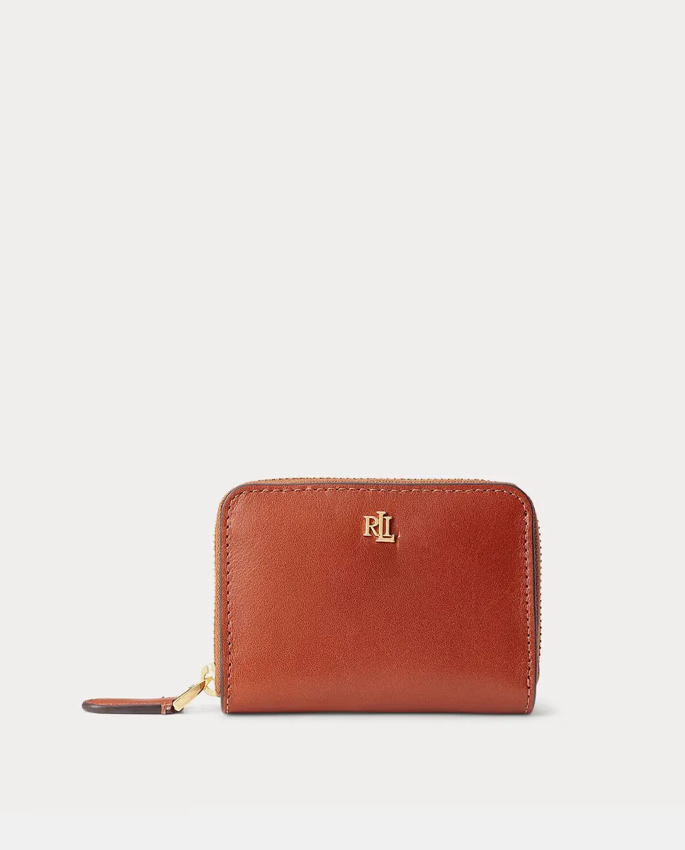 

Маленький кожаный кошелек на молнии Lauren Ralph Lauren, коричневый