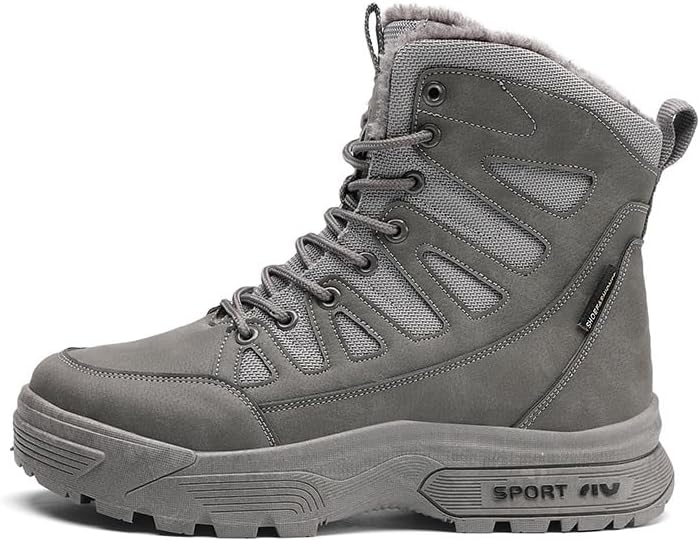 

Мужские военные тактические ботинки Hhhchpm, теплые и удобные, для работы весь день, на шнуровке, мотоциклетные, боевые, походные, зимние ботинки, дезерт-боты, серый