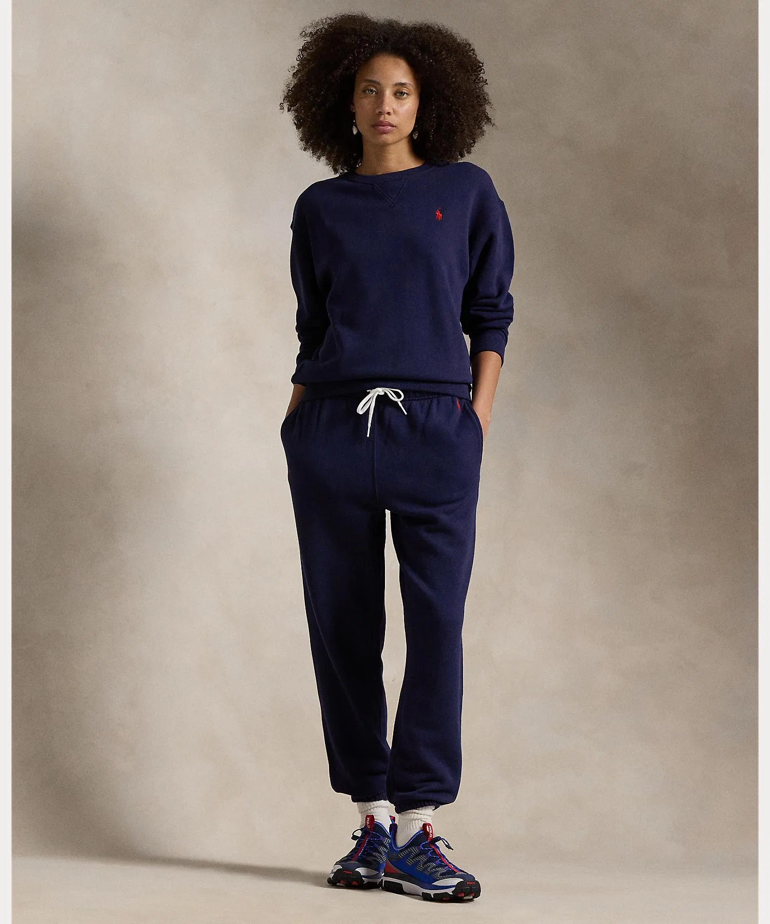 Женская футболка из флиса POLO RALPH LAUREN с вышивкой, тёмно-синяя — фото 3