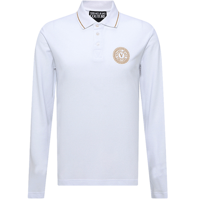 

VERSACE JEANS COUTURE Белая поло для мужчин, Белый, VERSACE JEANS COUTURE Белая поло для мужчин