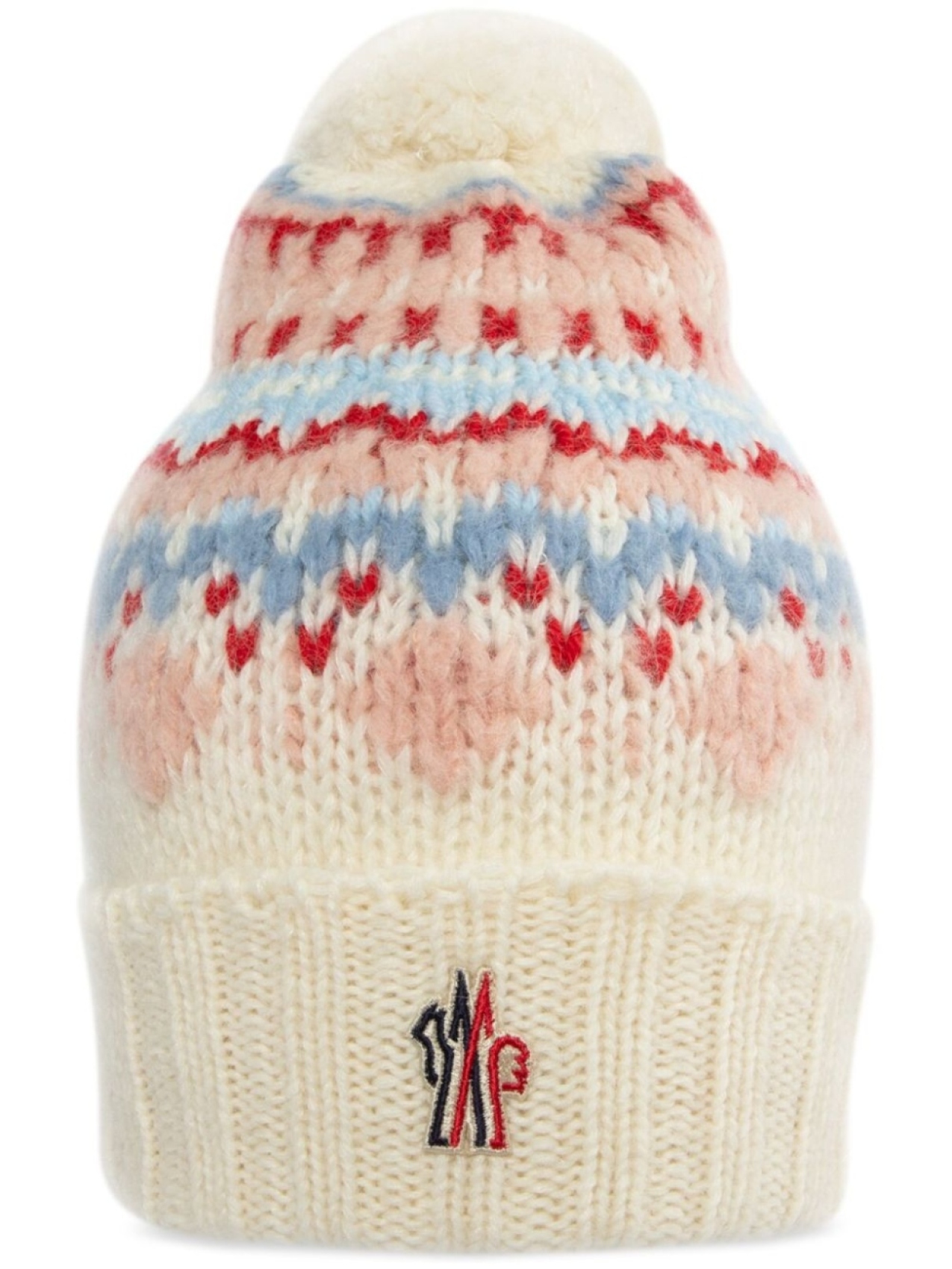 

Шапка бини вязки интарсия с узором Moncler Grenoble, белый