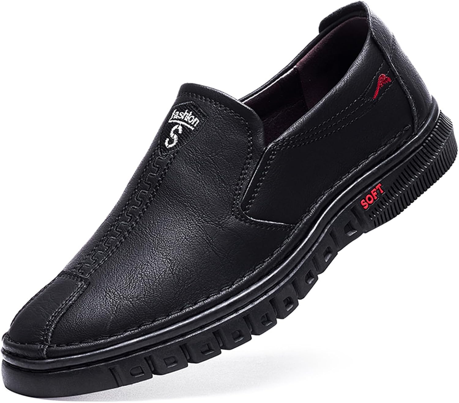 

Мужские кожаные кроссовки Abborora ручной работы, мягкие, легкие, с удобной посадкой, повседневные лоферы, черный