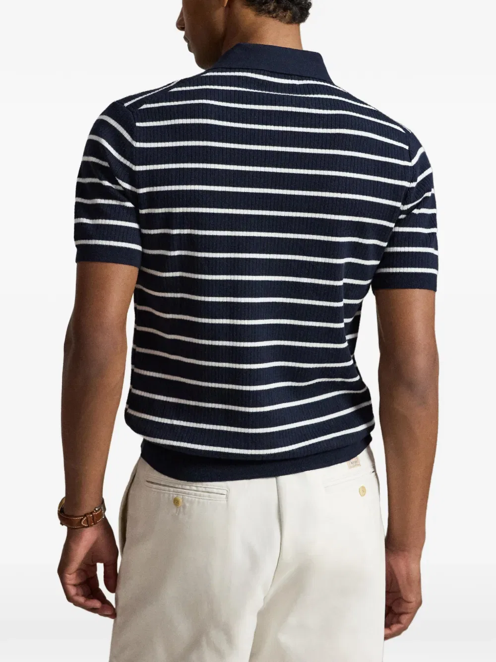 Полосатая трикотажная рубашка-поло Polo Ralph Lauren, синий — фото 4