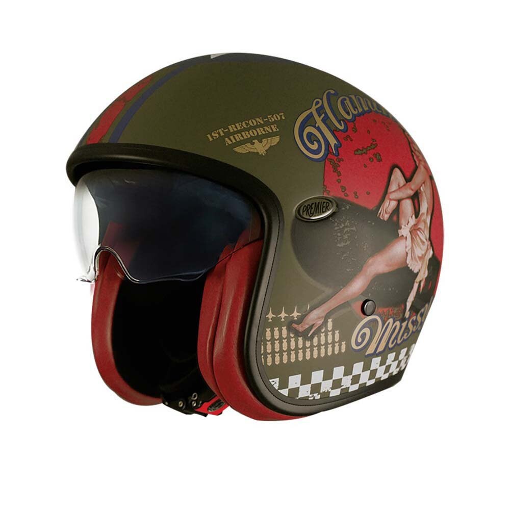 

Открытый шлем Premier Helmets 23 Vintage Pin Up Military BM 22.06, зеленый