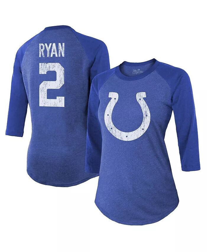 

Женские нитки Matt Ryan Royal Indianapolis Colts Имя и номер игрока Футболка реглан с рукавами 3/4 Majestic