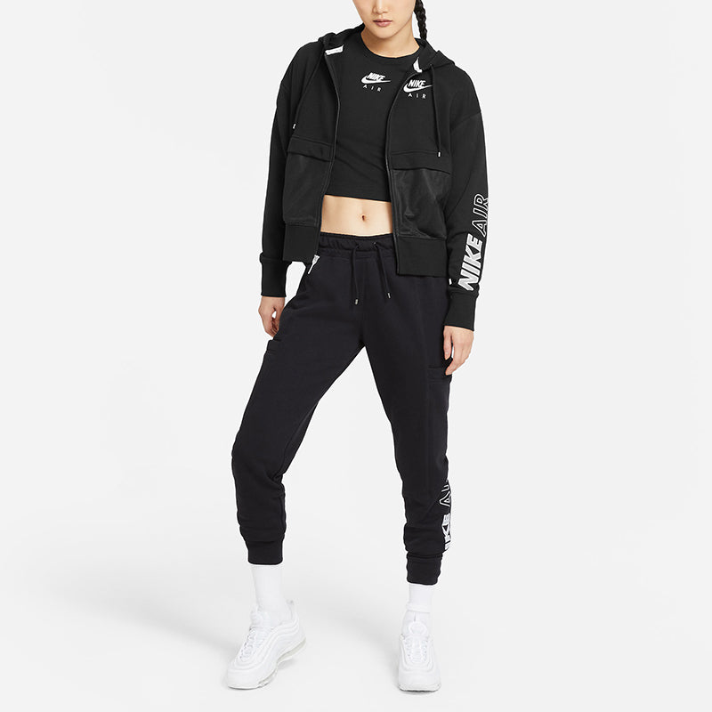 Спортивные брюки (WMNS) Nike Air Logo Printing Big Pocket Bundle Feet Sports Pants/Trousers/Joggers Black CZ8627-010 — фото 3