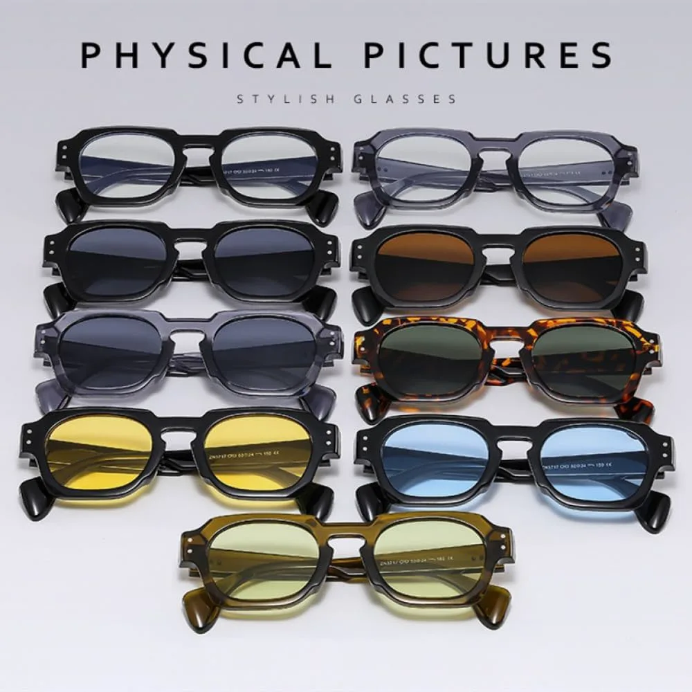 

Модные квадратные женские солнцезащитные очки класса люкс в стиле ретро для мужчин, трендовые солнцезащитные очки с защитой от УФ-излучения UV400 LVTFCO, Black Tea