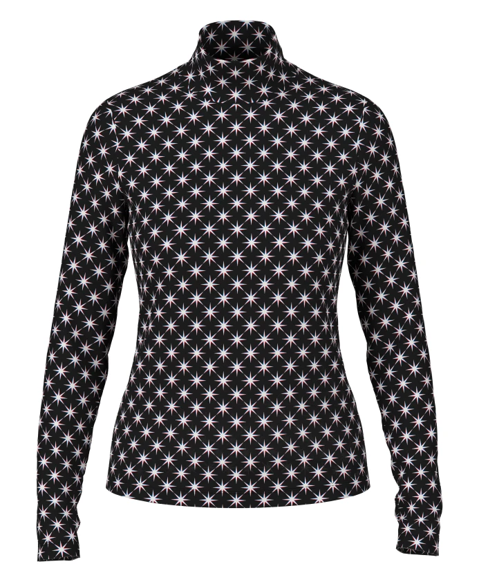 

Рубашка с длинными рукавами и принтом в виде снежных звезд. Marc Cain, черный