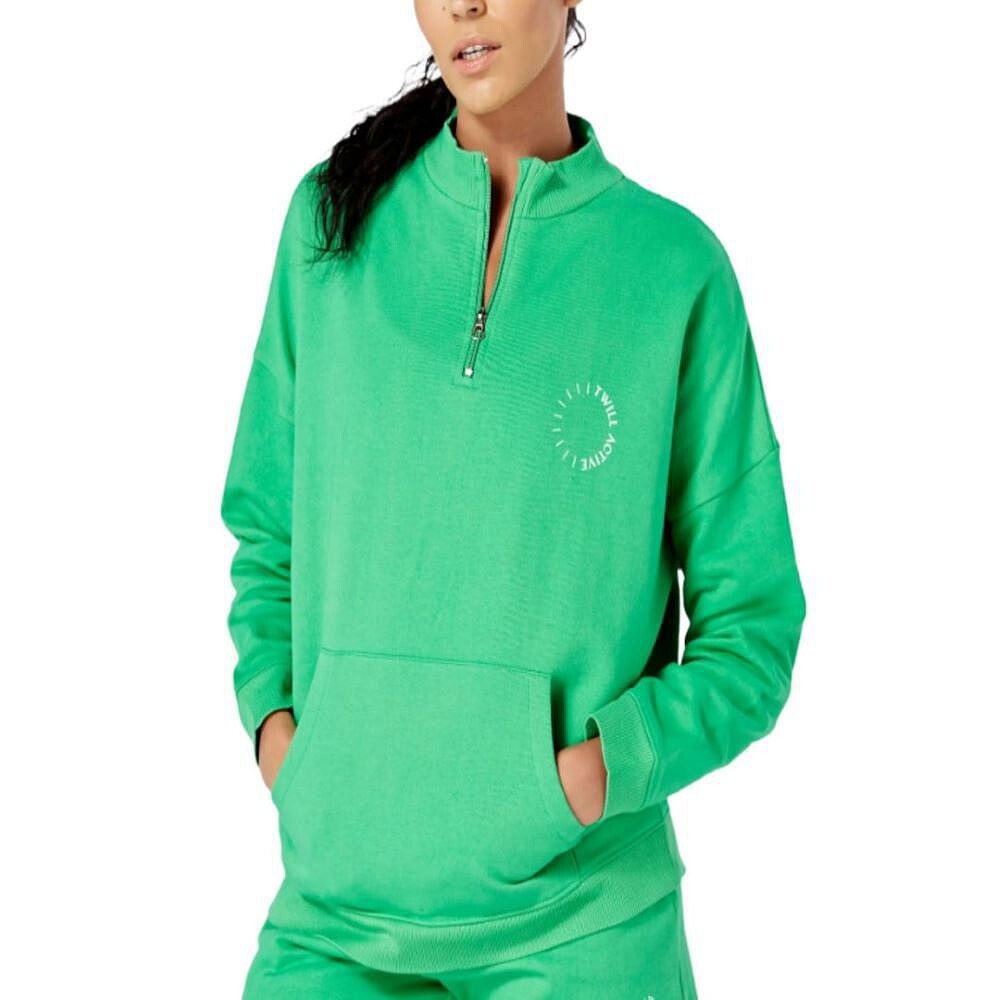 

Женский объемный свитшот на молнии Organic Essentials с воротником-воронкой Twill Active, зеленый