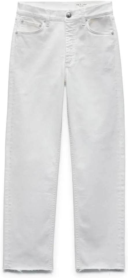 

Rag & Bone Women's Harlow белые джинсы прямого кроя с необработанным краем