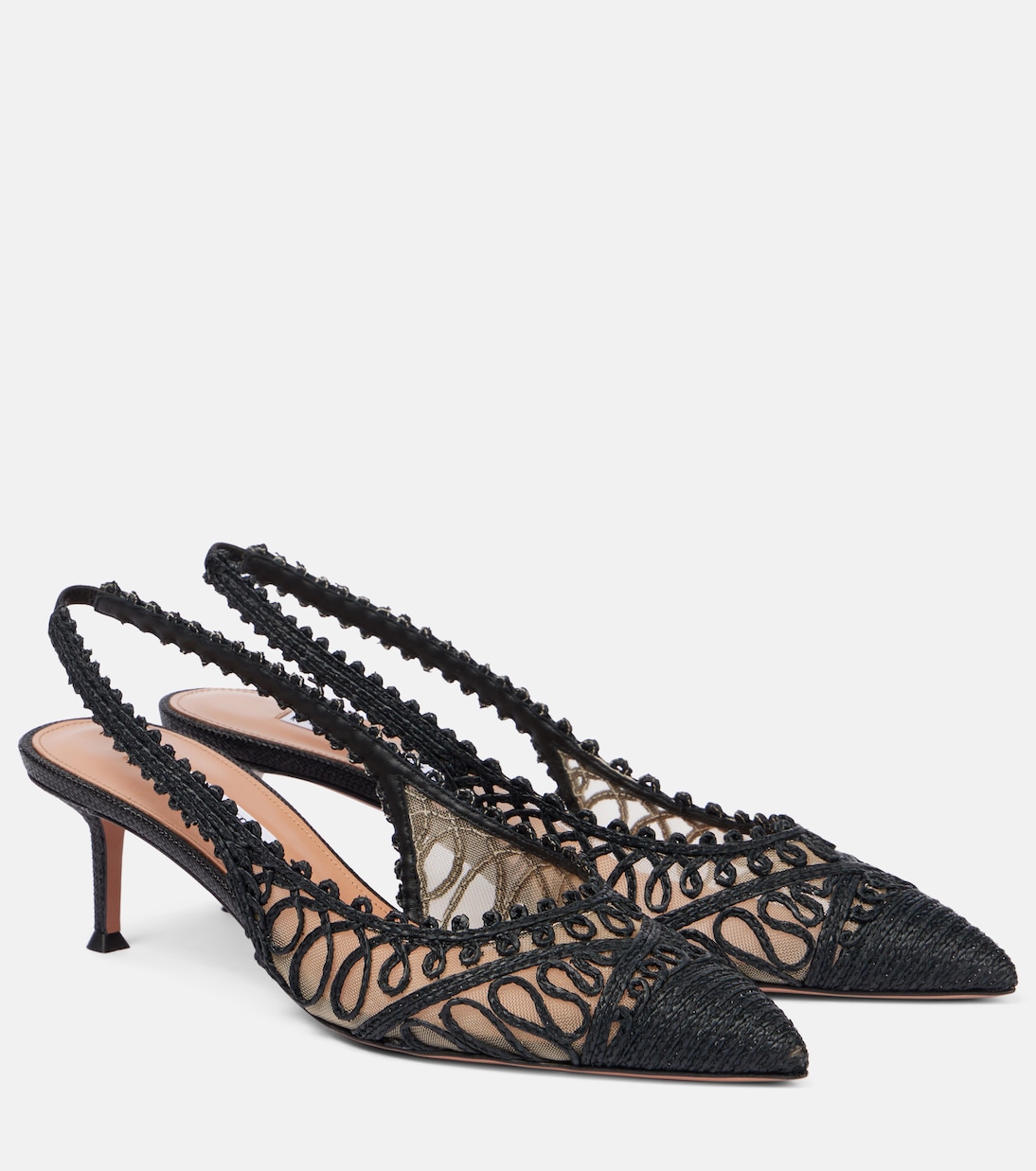 Туфли-лодочки Kahlo 50 с эффектом рафии Aquazzura, черный