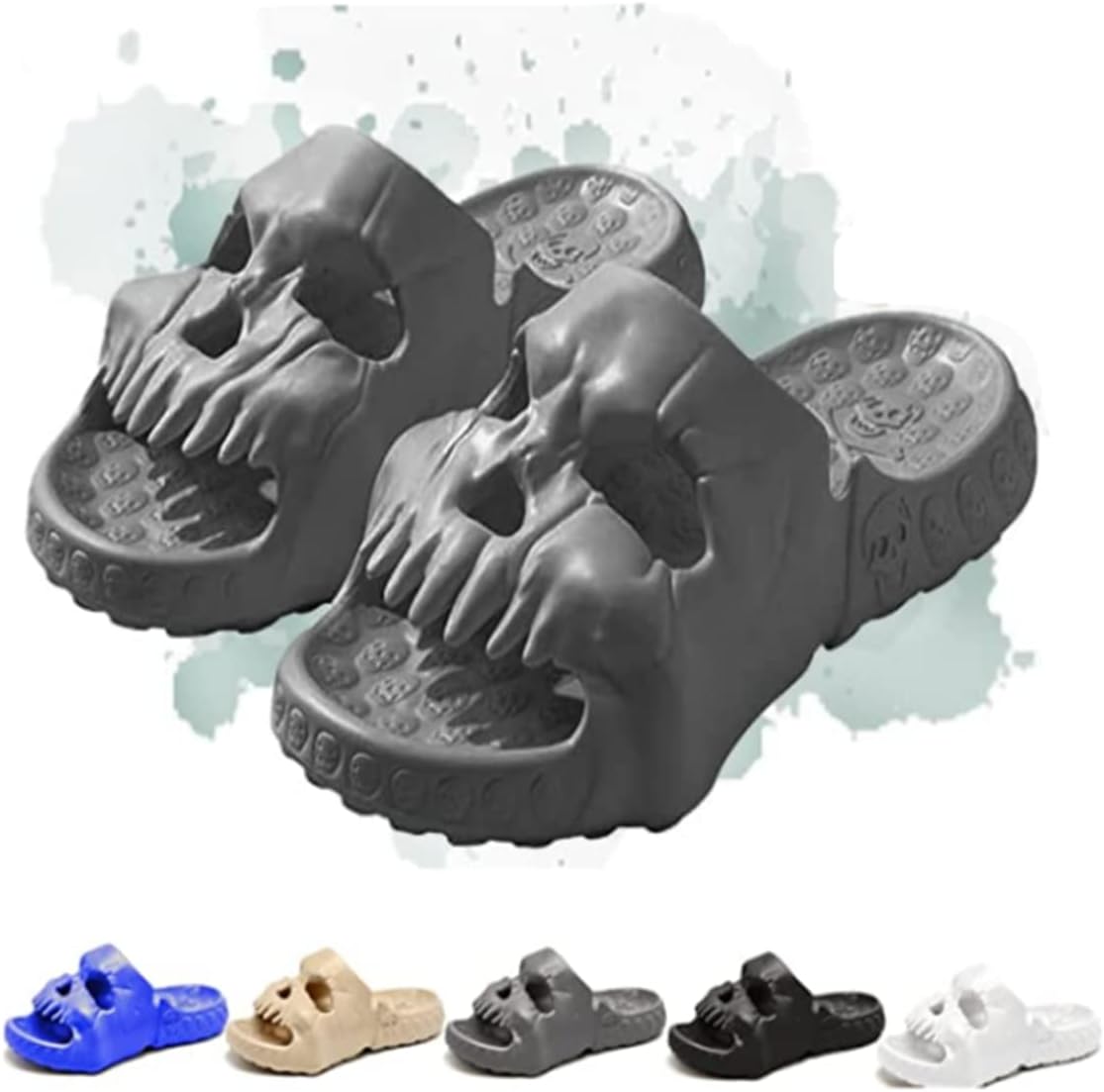 

Сандалии с единственной полоской и дизайном черепа, уникальные тапочки с подушкой из ЭВА в форме черепа для женщин и мужчин, летние тапочки на платформе с подушкой, уникальные противоскользящие тапочки для дома и улицы для женщин и мужчин Purrl,...