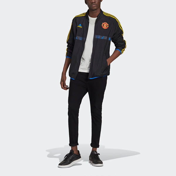 Куртка adidas 21-22 Season Manchester United Soccer/Football Sports Jacket Black, черный — фото 4