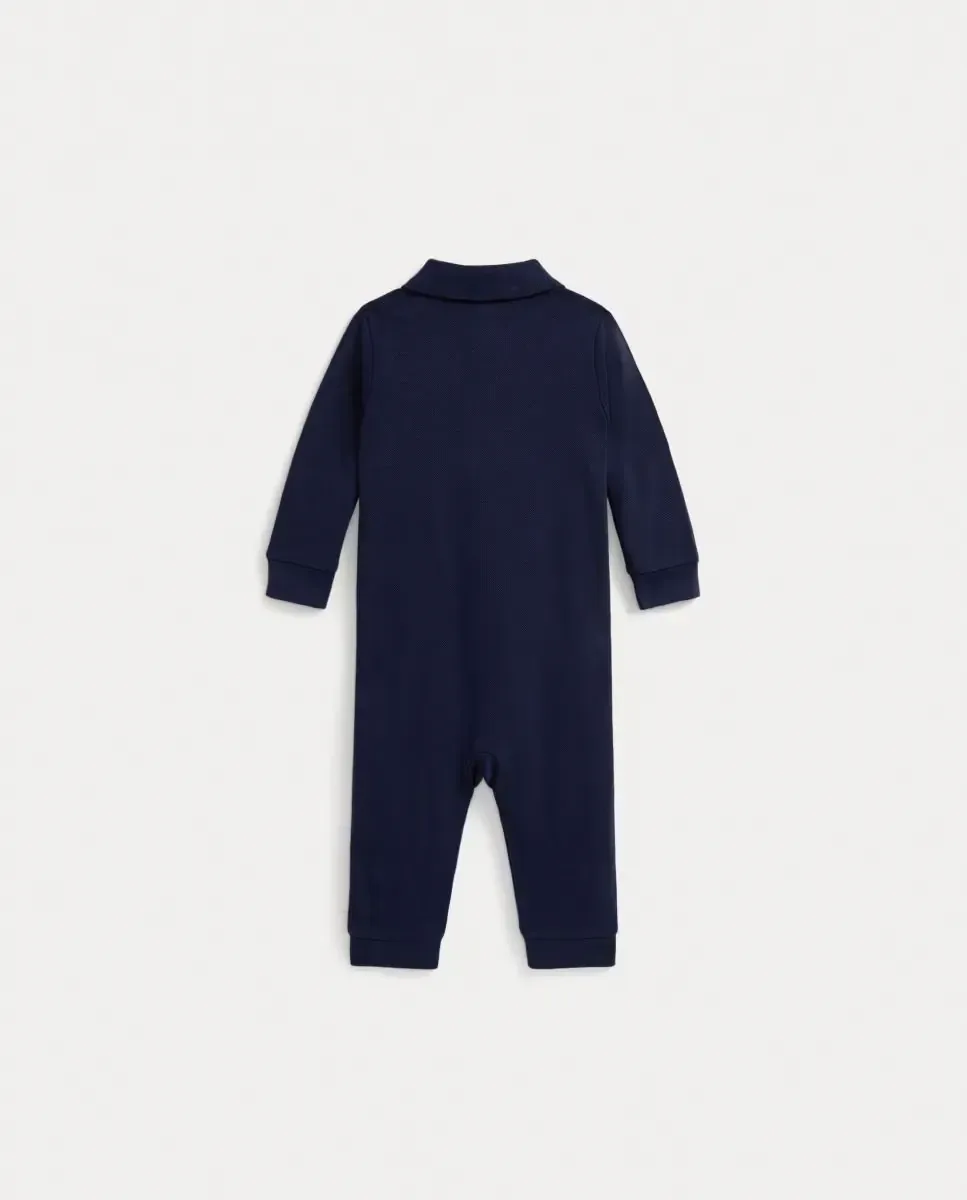 Хлопковый комбинезон для мальчика с логотипом Polo Ralph Lauren, темно-синий — фото 2