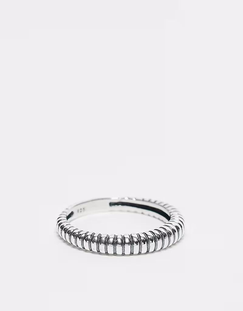 

Кольцо из стерлингового серебра с ребристым узором Asos Design