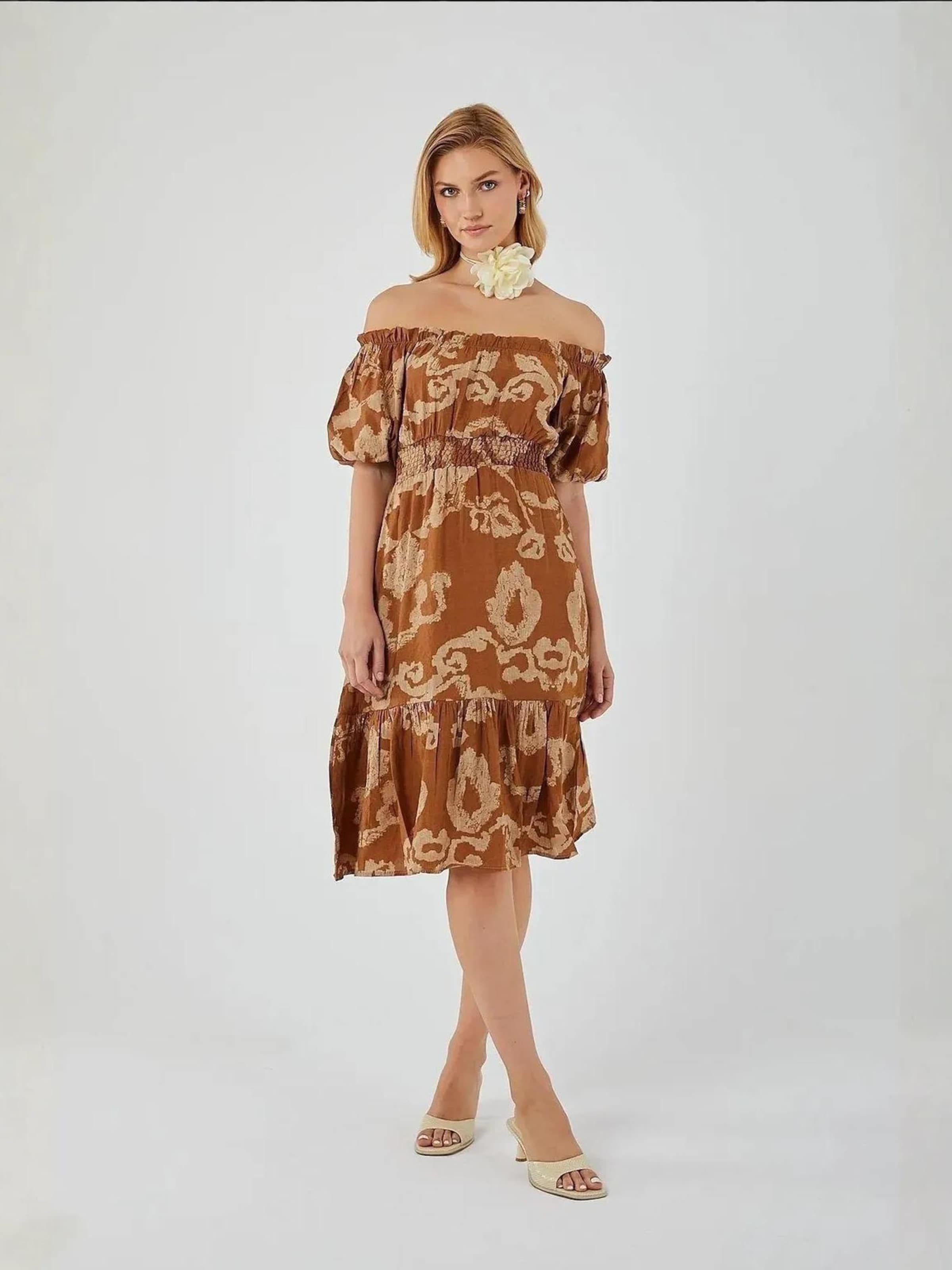 

MixRay Летнее платье в карамельном, светло-коричневом цвете