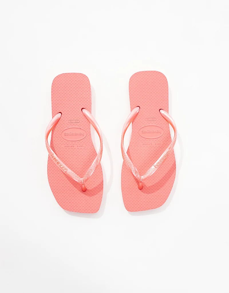 Шлепанцы Havaianas с квадратным носком кораллового цвета — фото 2