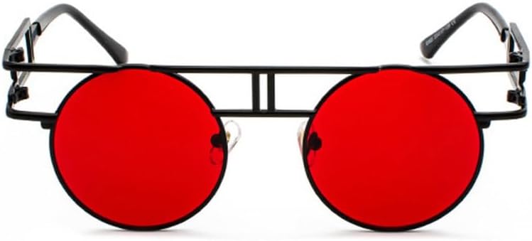 

Круглые солнцезащитные очки из сплава для женщин и мужчин, модные, в крупной оправе, зеркальные, женские, в стиле стимпанк, с защитой от УФ-излучения UV400 HVTVTLA, C21black-red
