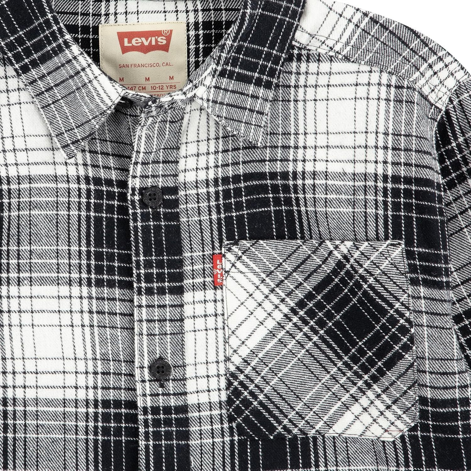 Комплект из 2 рубашек Levi's для мальчиков с длинным рукавом из вафельного трикотажа и фланели, Black — фото 4