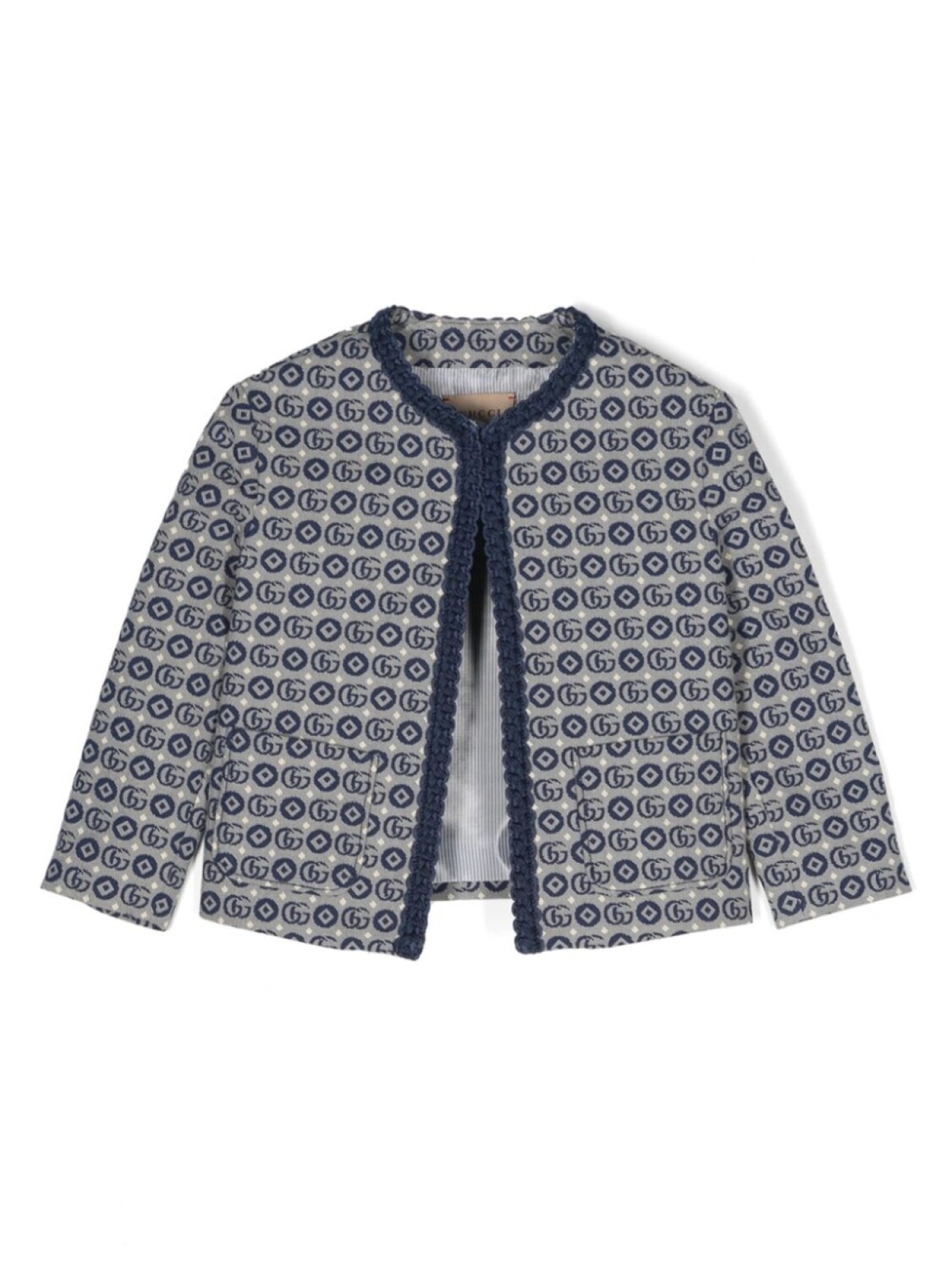 

Gucci Kids жакет с круглым вырезом и монограммой, синий
