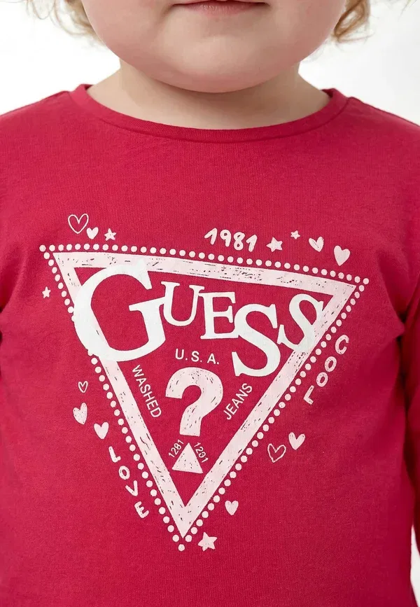 Футболка с треугольным логотипом с длинным рукавом Guess, фуксия — фото 3