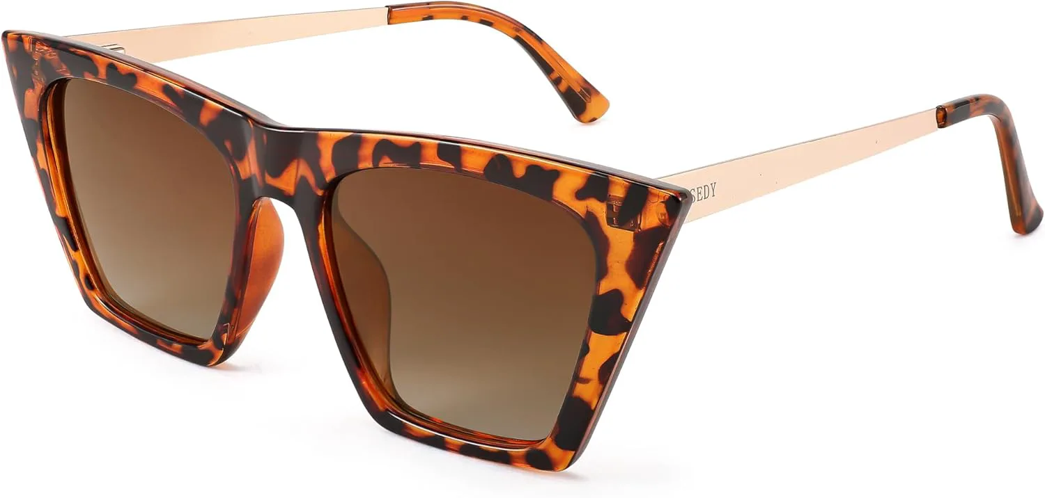 

Винтажные квадратные поляризованные солнцезащитные очки «кошачий глаз» FEISEDY для женщин и мужчин, модные солнцезащитные очки B2382, 003 Gradient Tea Lenses