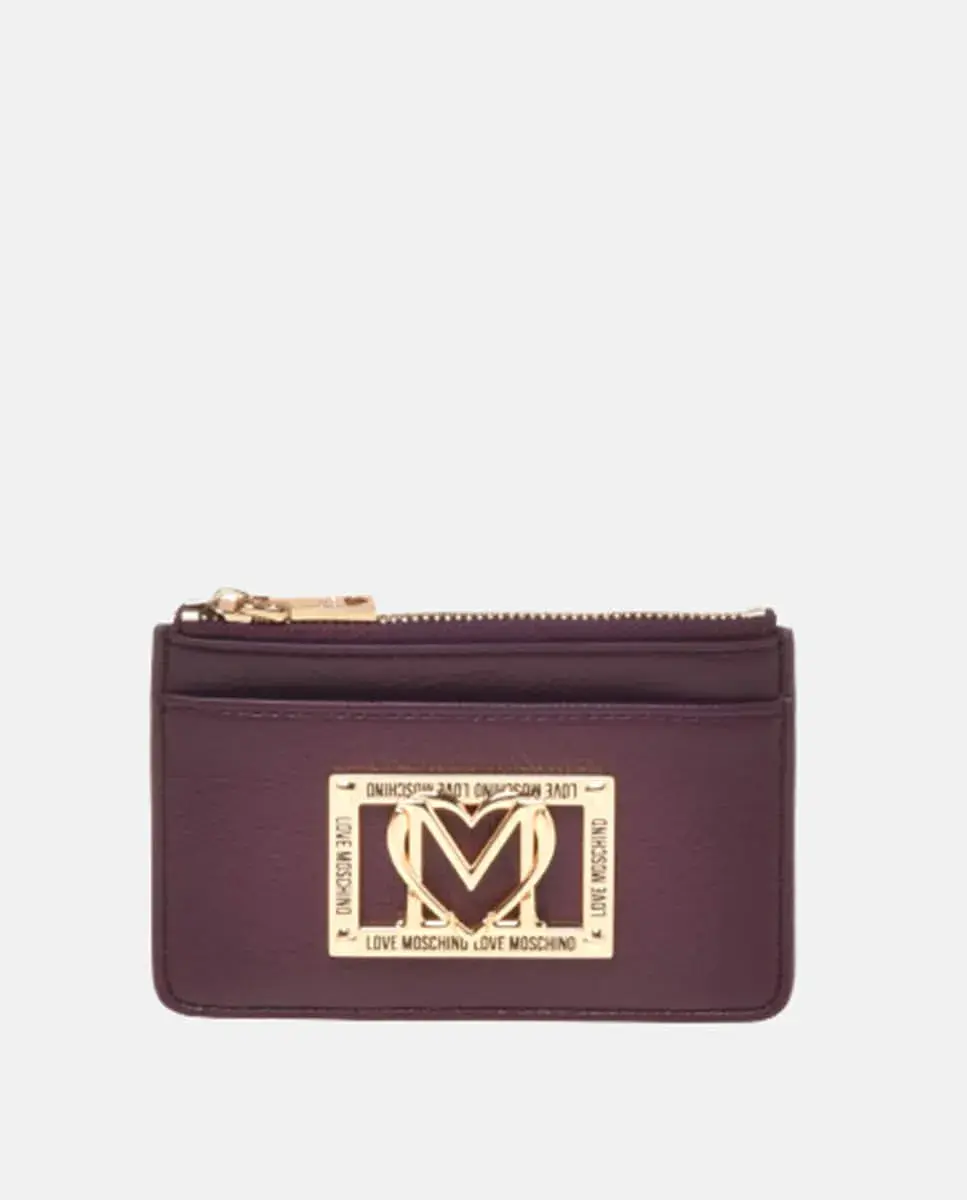 

Кошелек на молнии с отделениями Love Moschino, гранатовый