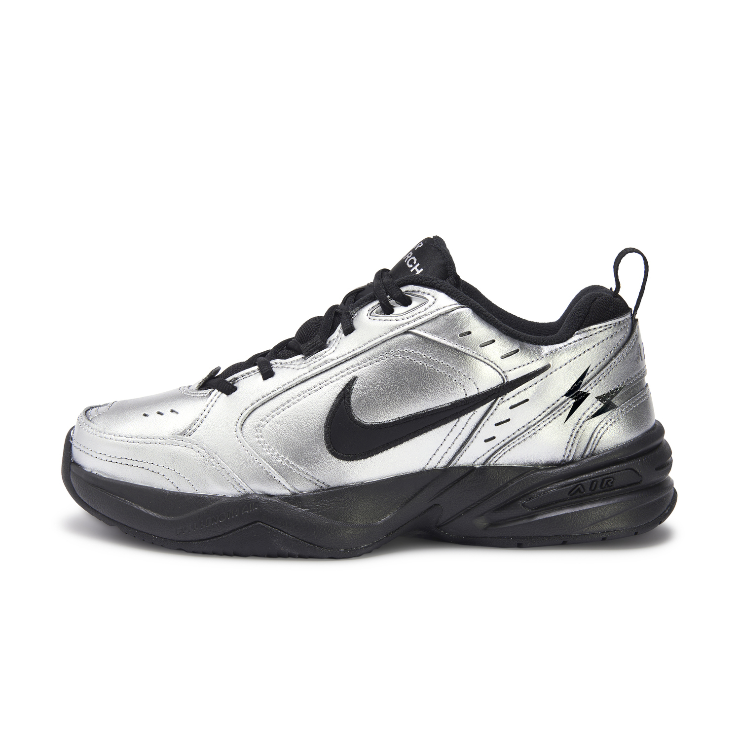 

Nike Air Monarch 4 Black Shimmer Cushioning, износостойкие низкие массивные кроссовки Unisex Black Silver