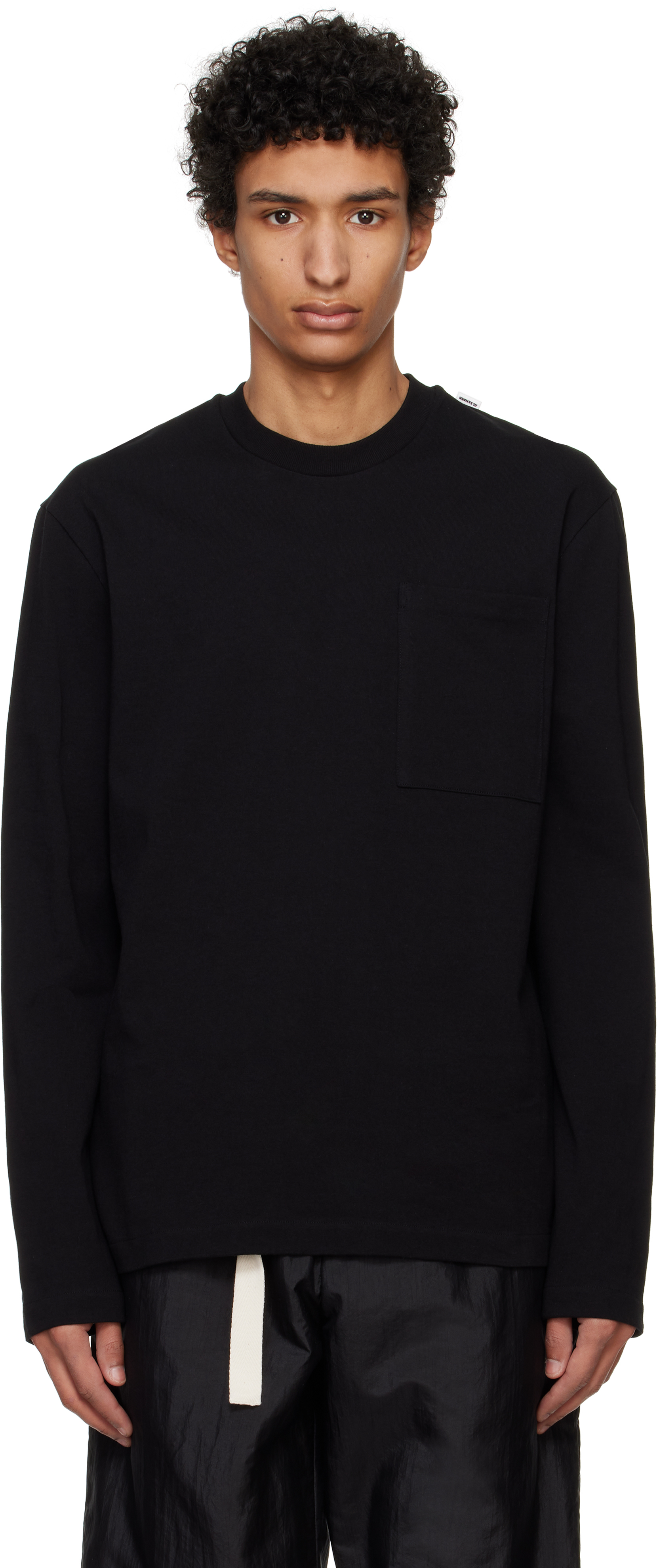 

Футболка с длинным рукавом и логотипом-флажком Jil Sander, черный