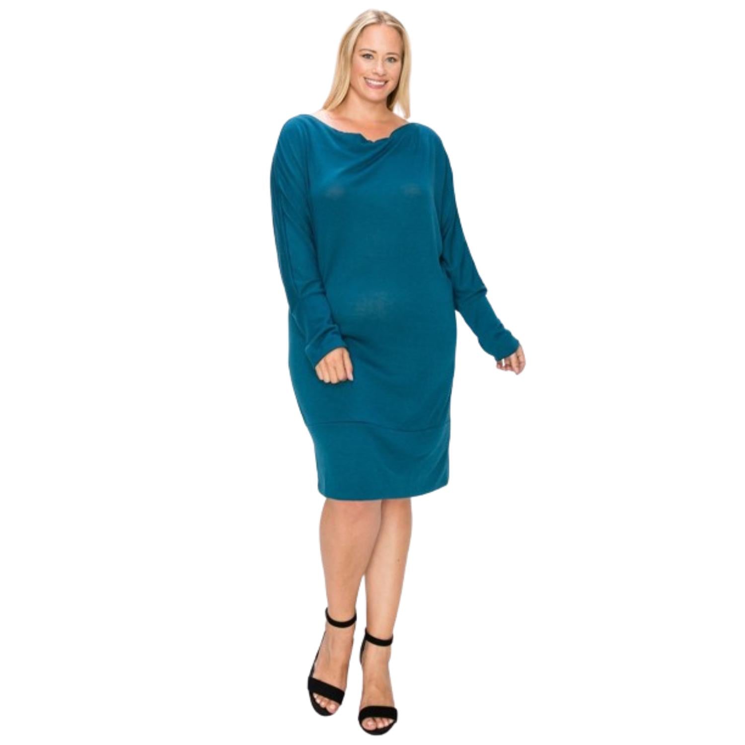 

Платье с длинным рукавом и драпированным воротом TRUEDAMES, Teal