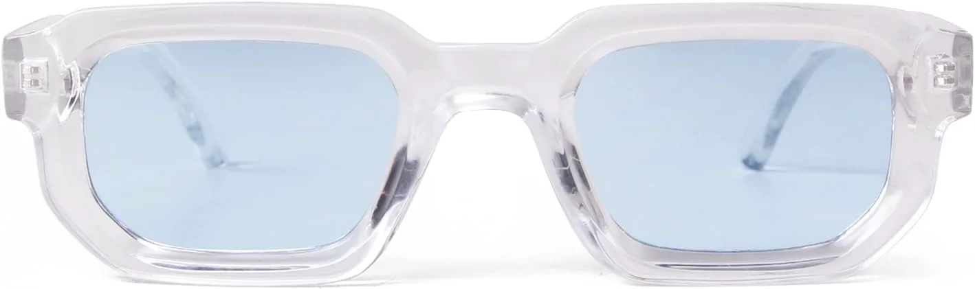 

Ретро-солнцезащитные очки прямоугольной формы для мужчин и женщин, модные маленькие квадратные очки с толстыми линзами шестиугольной формы piscm, Transparent /Blue