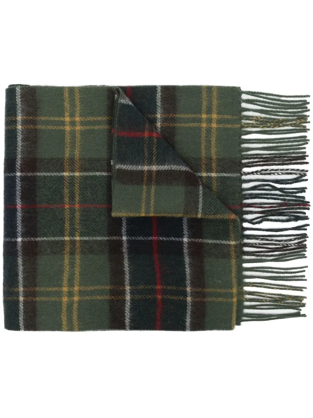 

Шерстяной шарф в клетку тартан Barbour, зеленый