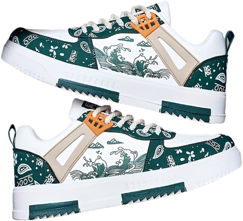 

Модные кеды с узором для мужчин, противоскользящие, на шнуровке, удобные для прогулок Hhhchpm, зеленый