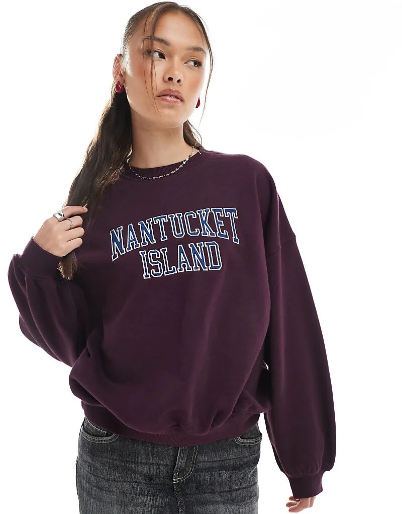 

Толстовка Cotton On с лицензионным принтом Nantucket бордового цвета