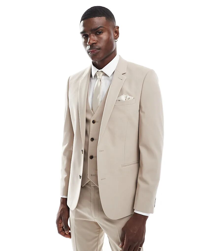 

Узкий пиджак ASOS DESIGN цвета «камень»