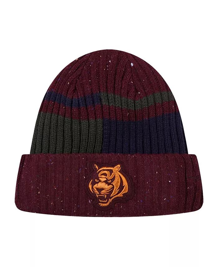 

Мужская бордовая вязаная шапка Cincinnati Bengals с крапинками и манжетами Pro Standard
