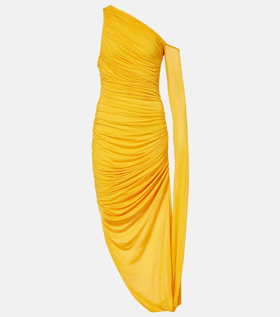 

Платье макси из джерси на одно плечо с драпировкой Mugler, Marigold