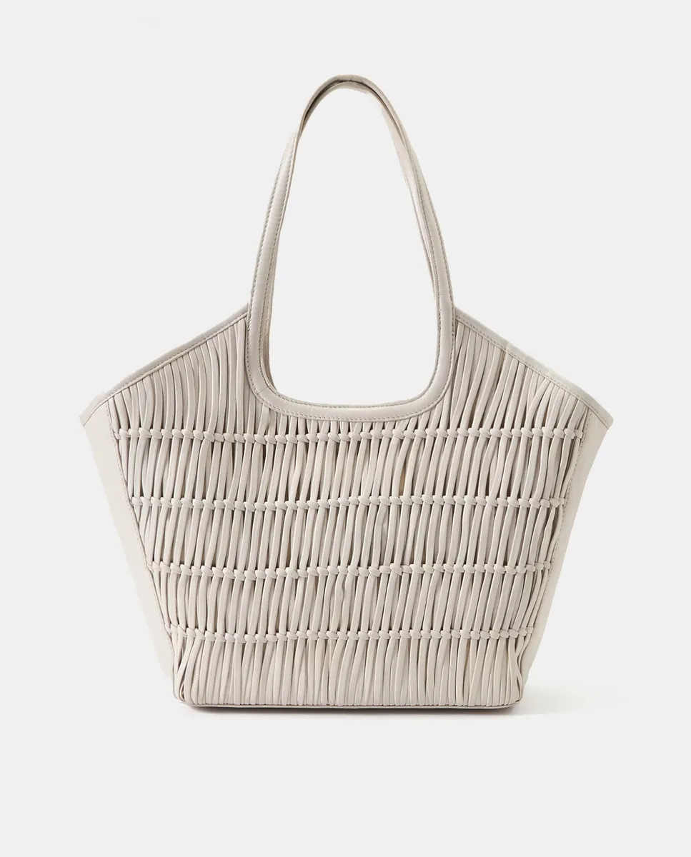 

Плетеная кожаная сумка-шоппер Latouche, бежевый