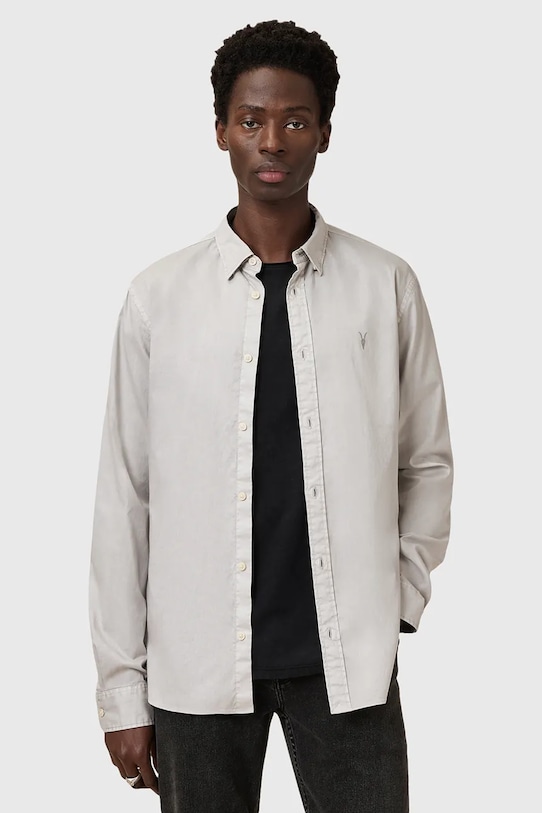 

Хлопковая рубашка HAWTHORNE LS SHIRT Allsaints, серый