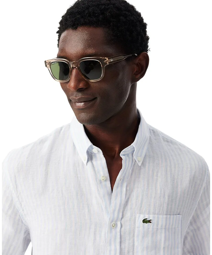 Мужская льняная рубашка стандартного кроя Lacoste, синий — фото 3