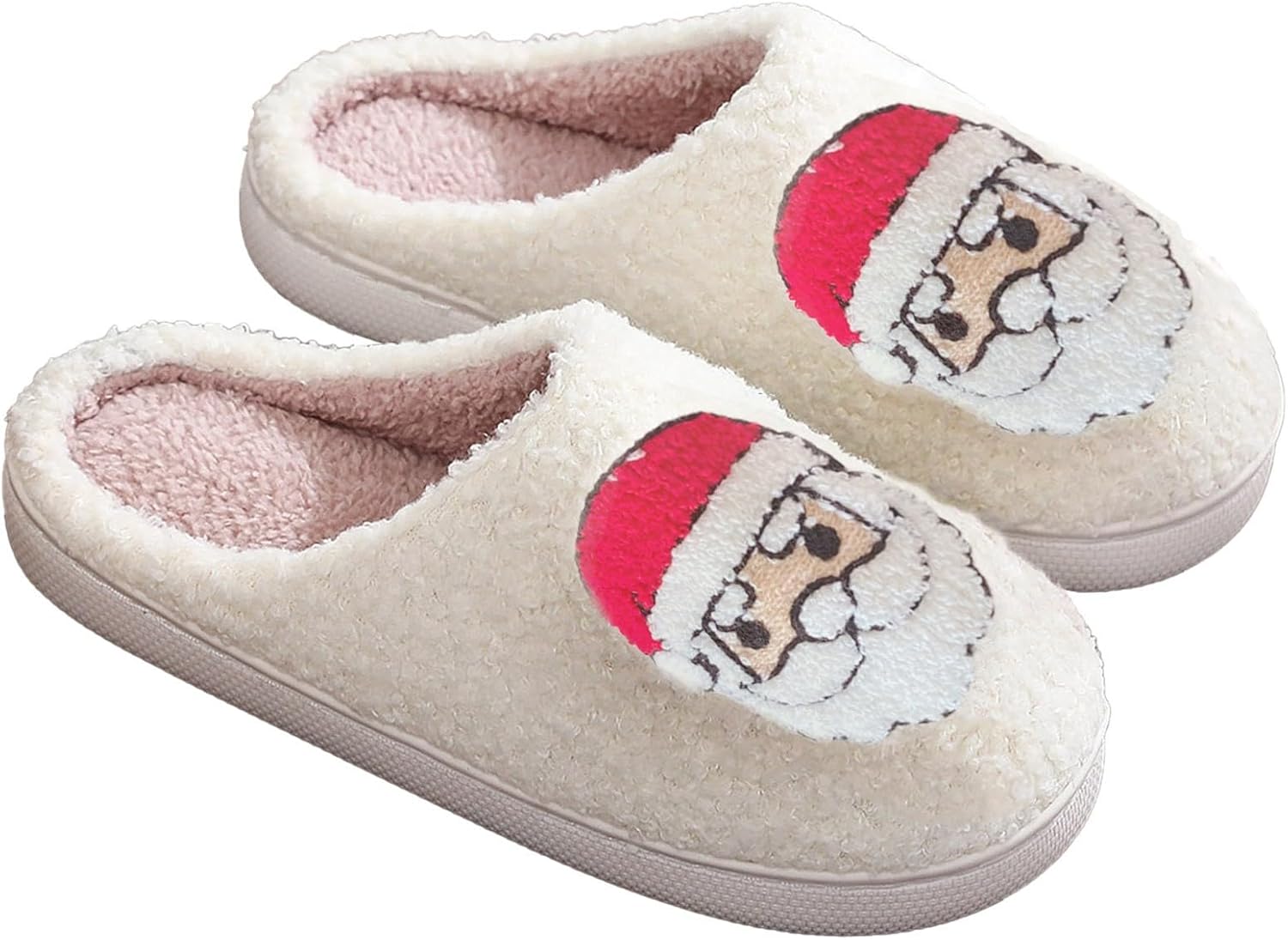 

Рождественские тапочки для женщин и мужчин 2025 года, зимние плюшевые с эффектом памяти, мягкие пушистые тапочки, уютная теплая домашняя обувь в винтажном стиле Generic, белый