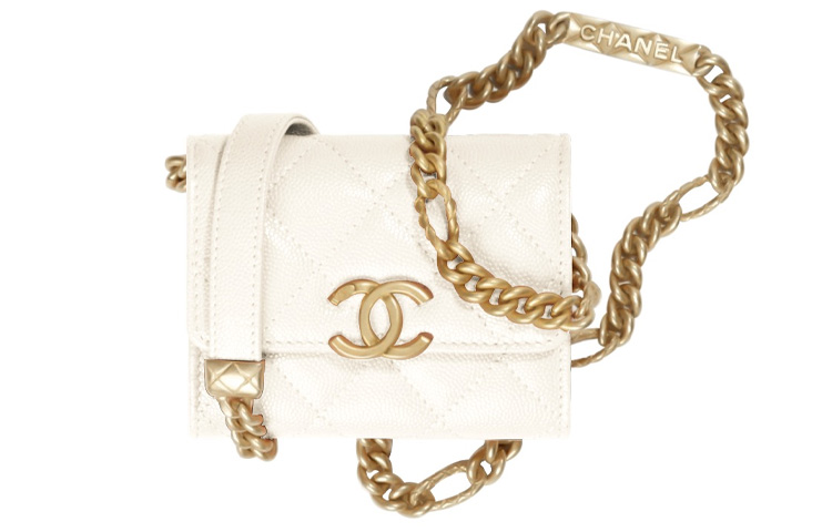 

Chanel Кошелек, клатч, сумка через плечо, женская сумка из телячьей кожи с тиснением под кожу, белый